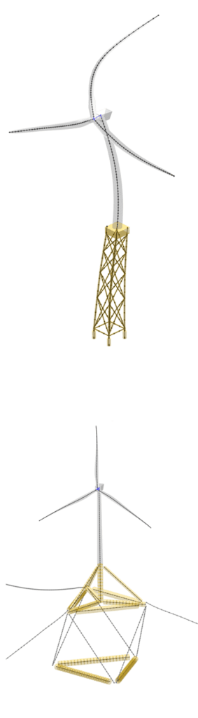 this image shows wind turbine structural models created in QBlade